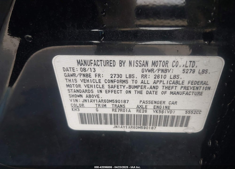 2013 INFINITI M56 VIN: JN1AY1AR6DM590187