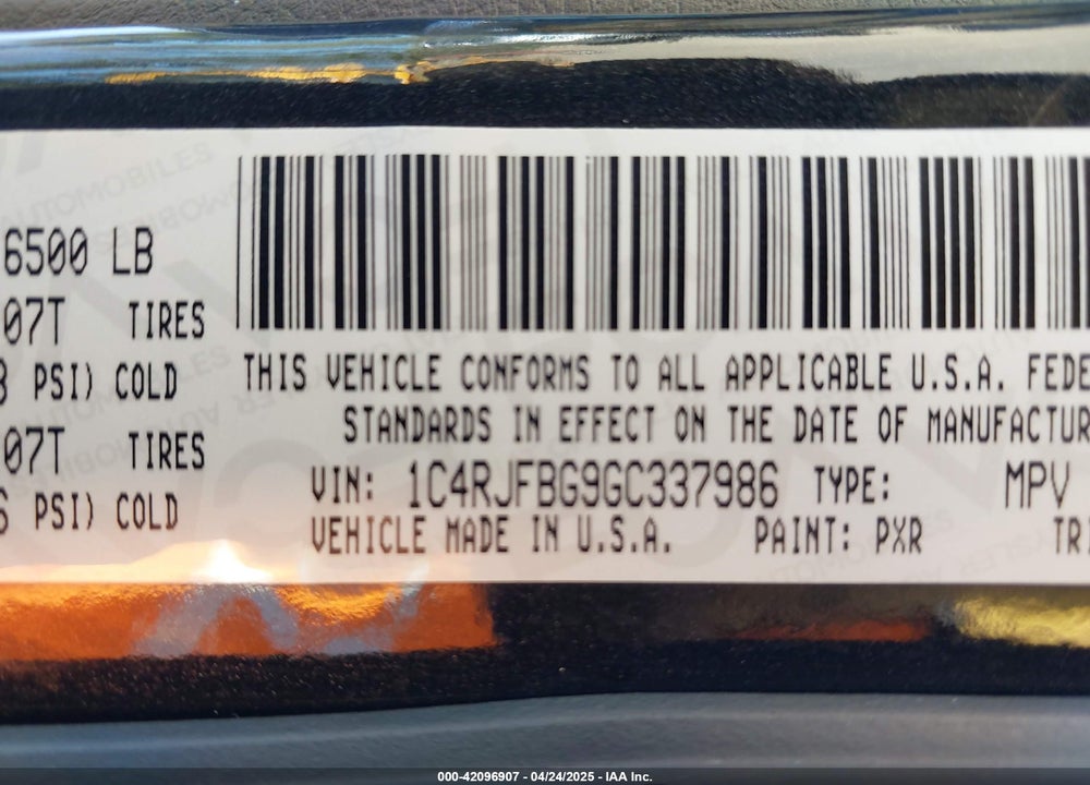 2016 JEEP GRAND CHEROKEE LIMITED VIN: 1C4RJFBG9GC337986