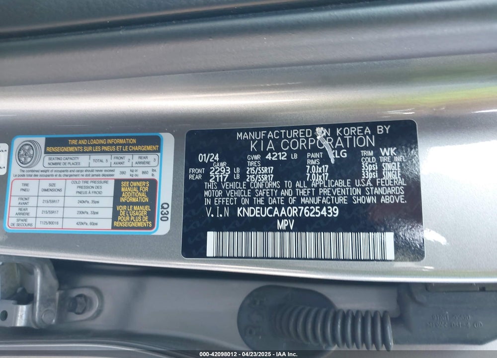 2024 KIA SELTOS S VIN: KNDEUCAA0R7625439