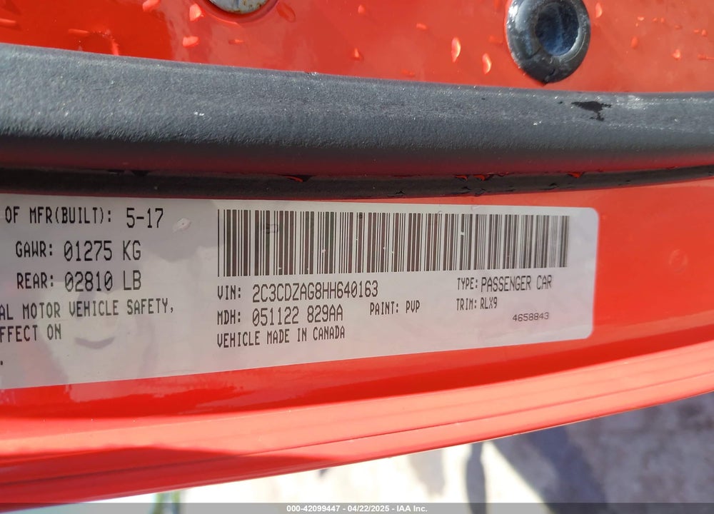 2017 DODGE CHALLENGER SXT PLUS VIN: 2C3CDZAG8HH640163