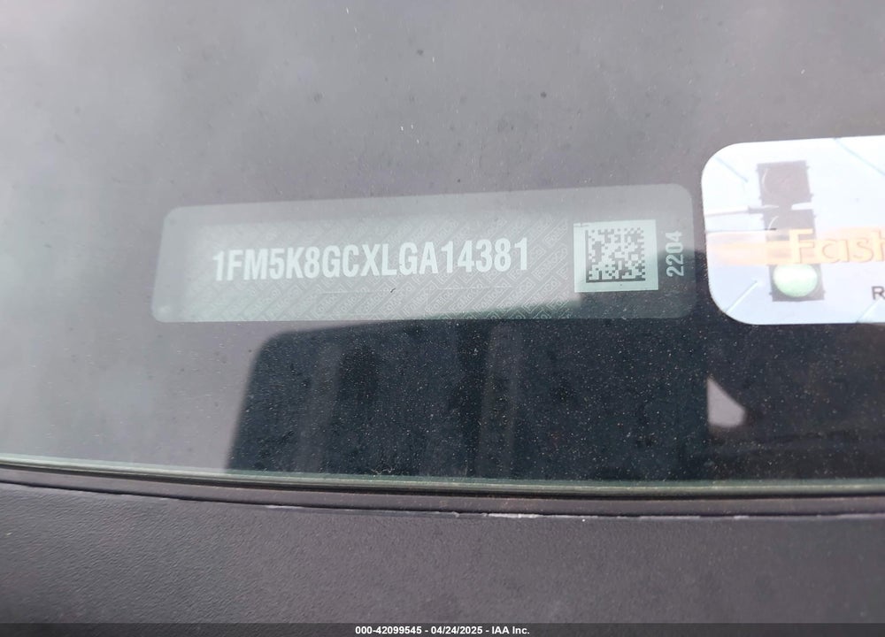 2020 FORD EXPLORER VIN: 1FM5K8GCXLGA14381