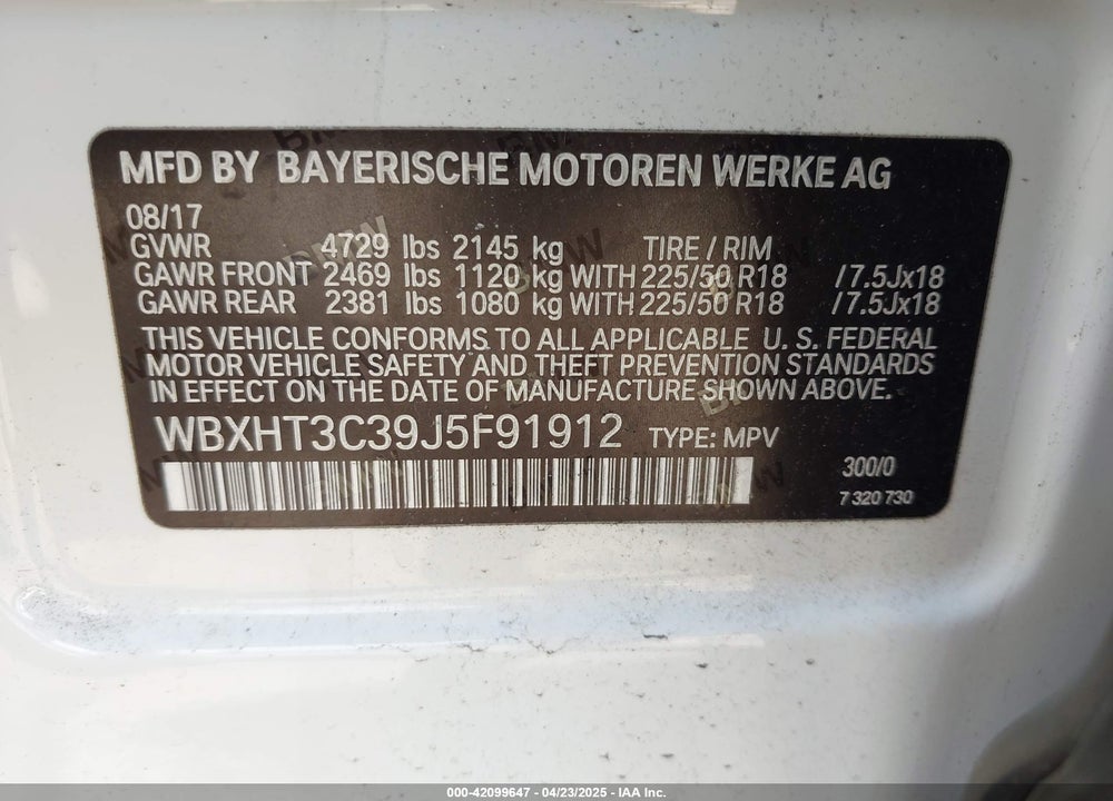 2018 BMW X1 XDRIVE28I VIN: WBXHT3C39J5F91912