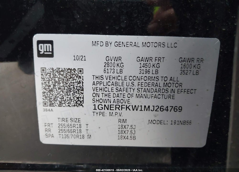 2021 CHEVROLET TRAVERSE FWD LS VIN: 1GNERFKW1MJ264769