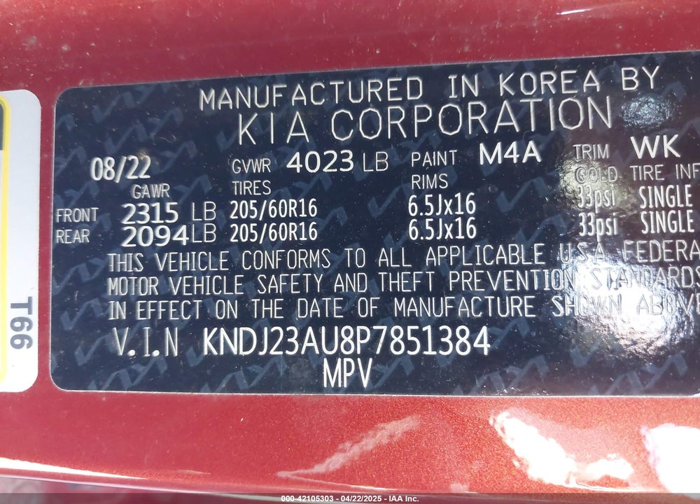 2023 KIA SOUL VIN: KNDJ23AU8P7851384
