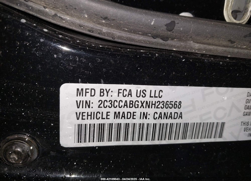 2022 CHRYSLER 300 S VIN: 2C3CCABGXNH236568