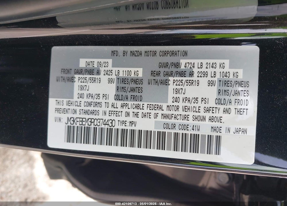 2024 MAZDA CX-5 VIN: JM3KFBEM3R0374430