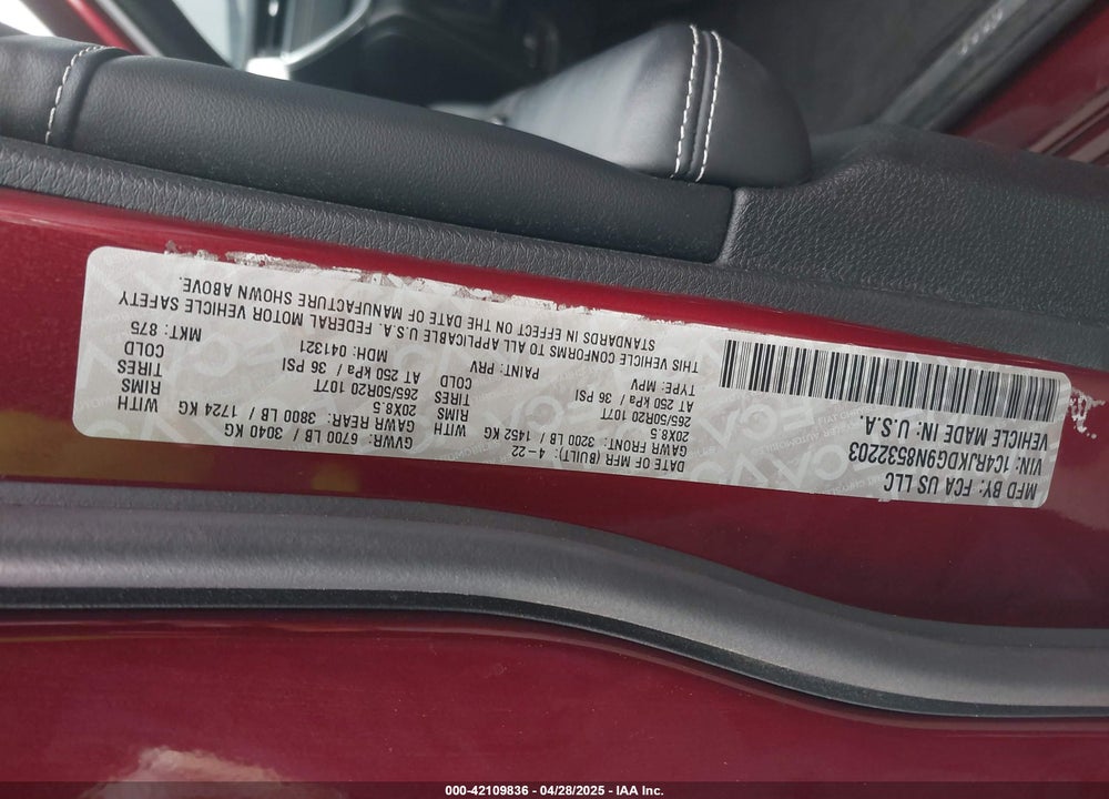 2022 JEEP GRAND CHER VIN: 1C4RJKDG9N8532203