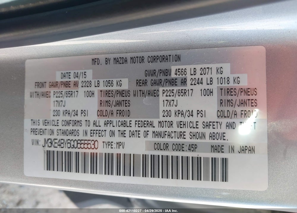 2016 MAZDA CX-5 VIN: JM3KE4BY6G0655530