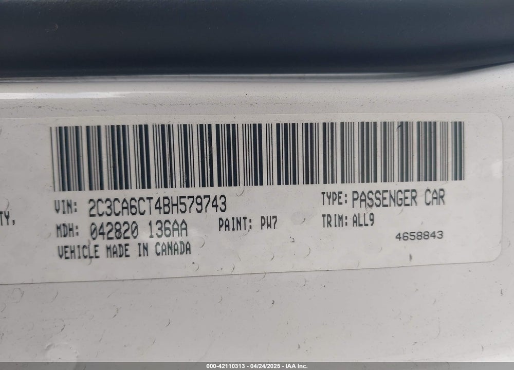2011 CHRYSLER 300C VIN: 2C3CA6CT4BH579743