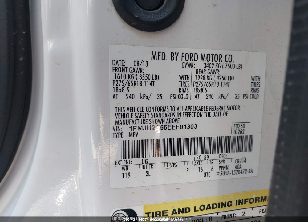 2014 FORD EXPEDITION VIN: 1FMJU2A56EEF01303