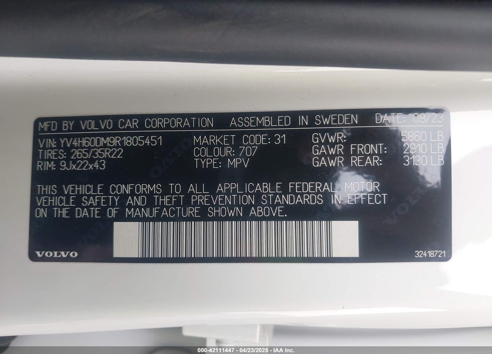 2024 VOLVO XC60 RECHARGE PLUG-IN HYBRID VIN: YV4H60DM9R1805451