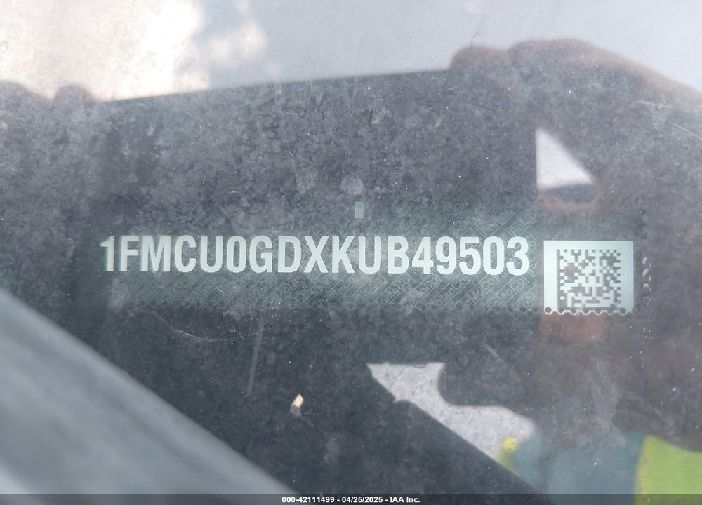 2019 FORD ESCAPE VIN: 1FMCU0GDXKUB49503