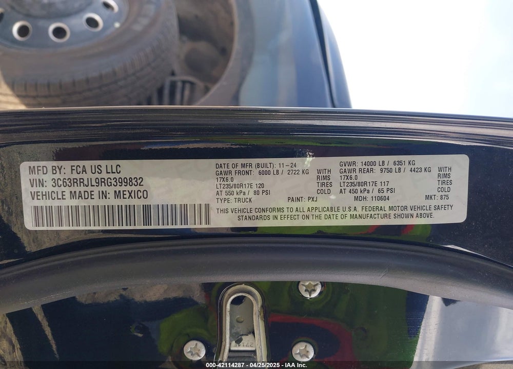 2024 RAM 3500 LAIE  4X4 8' BOX VIN: 3C63RRJL9RG399832