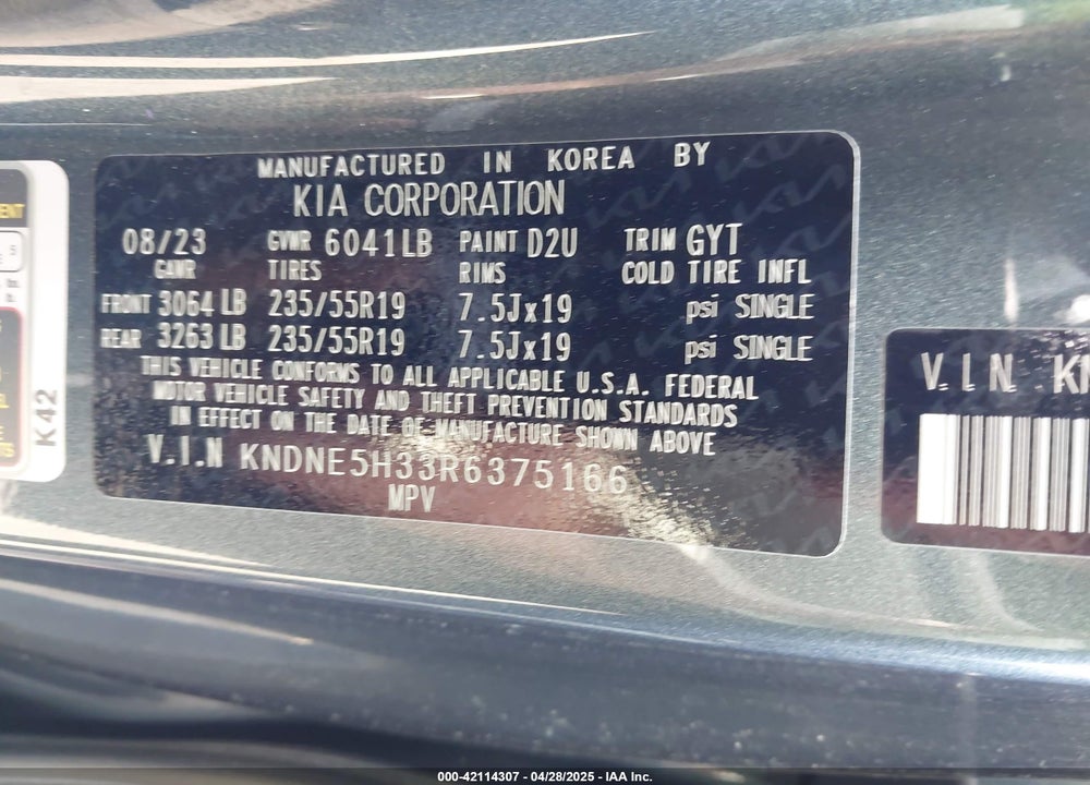 2024 KIA CARNIVAL MPV SX PRESTIGE VIN: KNDNE5H33R6375166