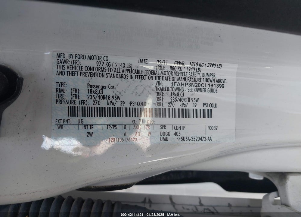 2012 FORD FOCUS TITANIUM VIN: 1FAHP3N20CL161399