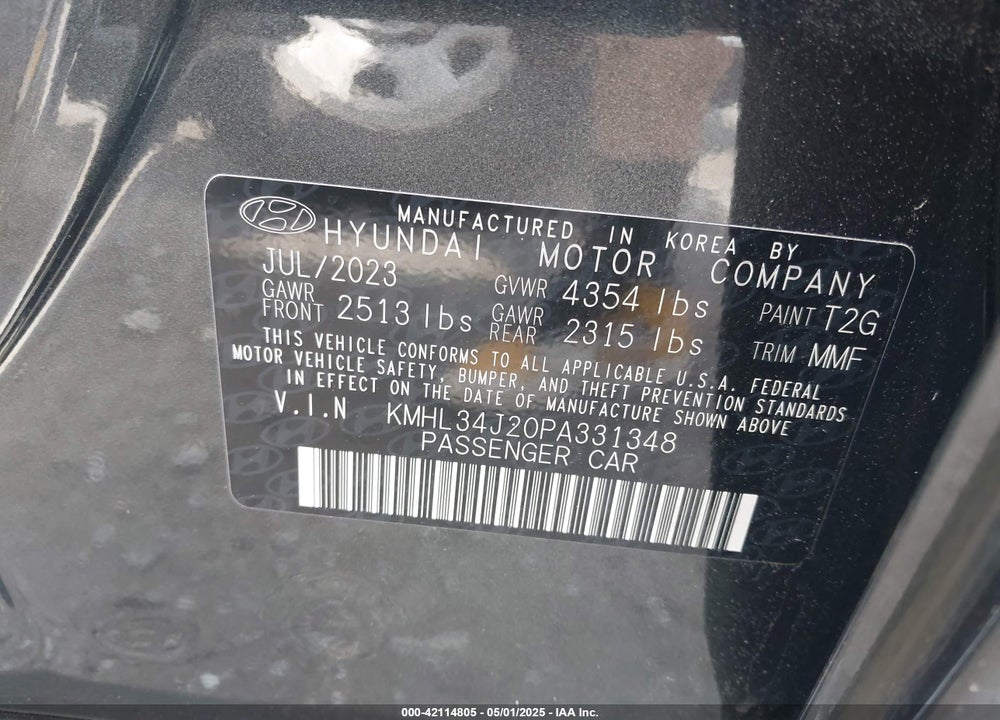 2023 HYUNDAI SONATA VIN: KMHL34J20PA331348