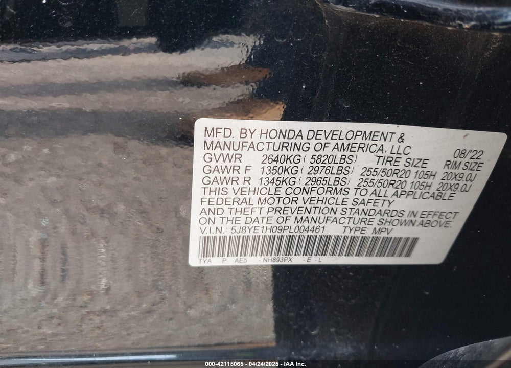 2023 ACURA MDX VIN: 5J8YE1H09PL004461