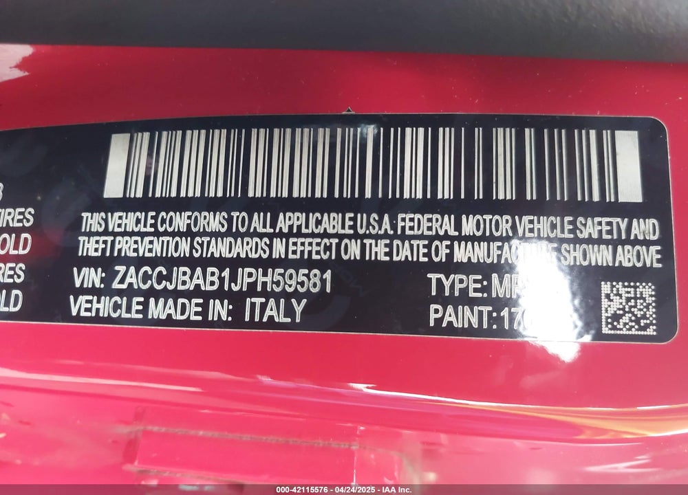 2018 JEEP RENEGADE VIN: ZACCJBAB1JPH59581