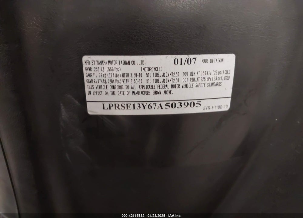 2007 YAMAHA YJ125 VIN: LPRSE13Y67A503905