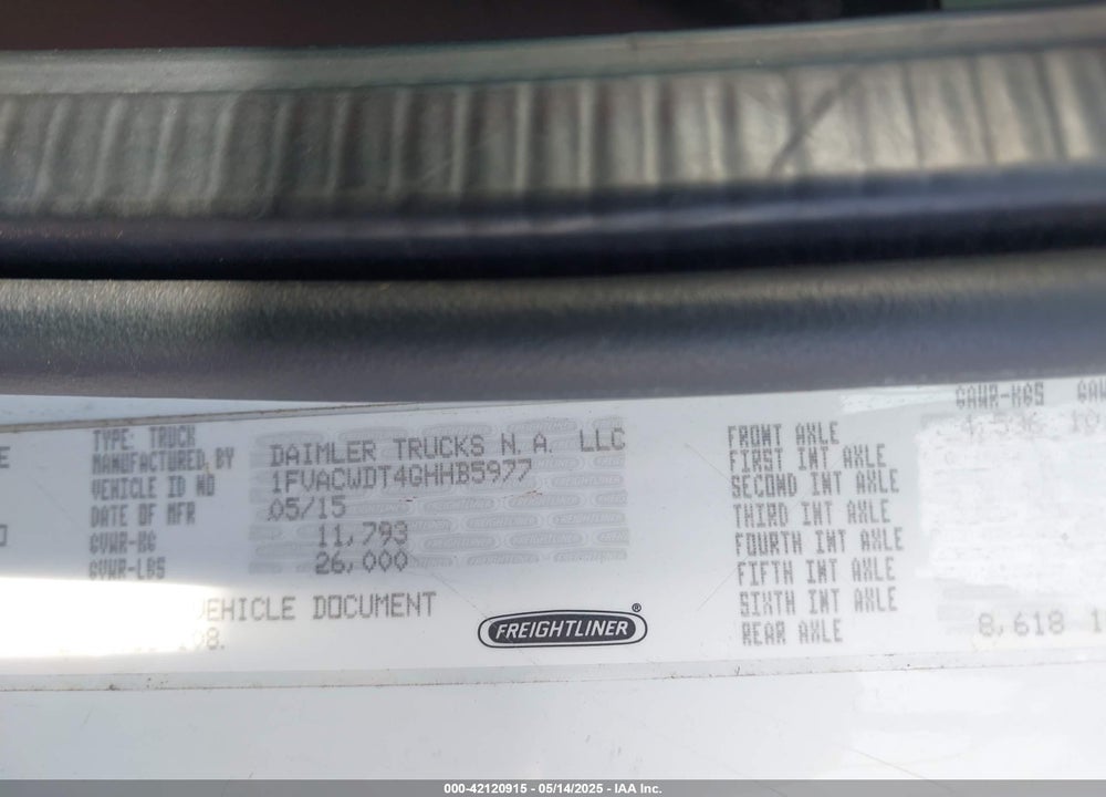 2016 FREIGHTLINER M2 106 MEDIUM DUTY VIN: 1FVACWDT4GHHB5977