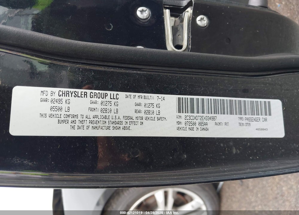 2014 DODGE CHARGER VIN: 2C3CDXDT2EH334987