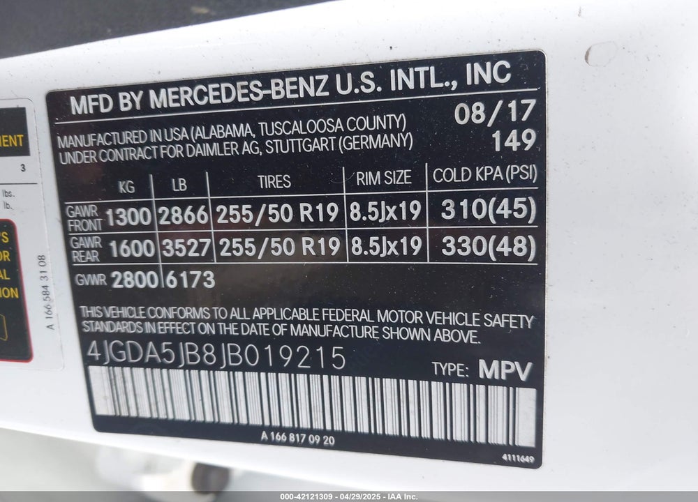 2018 MERCEDES-BENZ GLE 350 VIN: 4JGDA5JB8JB019215