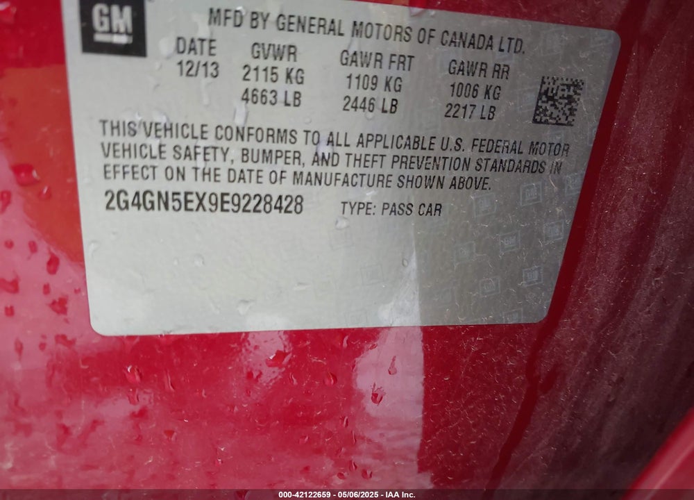 2014 BUICK REGAL TURBO/E-ASSIST PREMIUM I VIN: 2G4GN5EX9E9228428