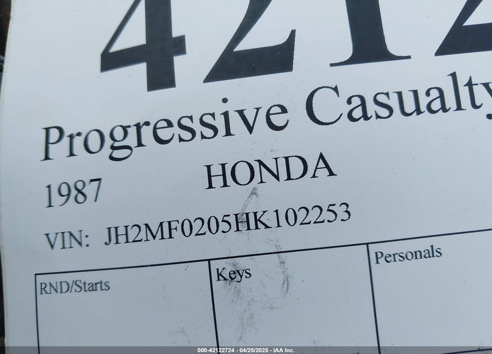 1987 HONDA CN250 VIN: JH2MF0205HK102253