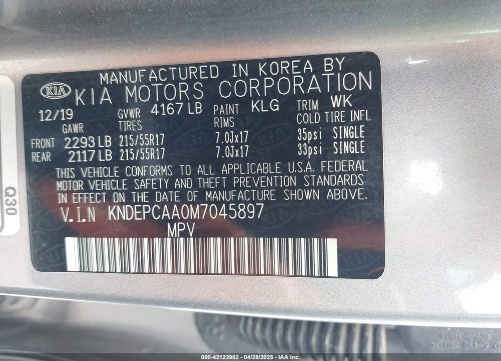 2021 KIA SELTOS VIN: KNDEPCAA0M7045897
