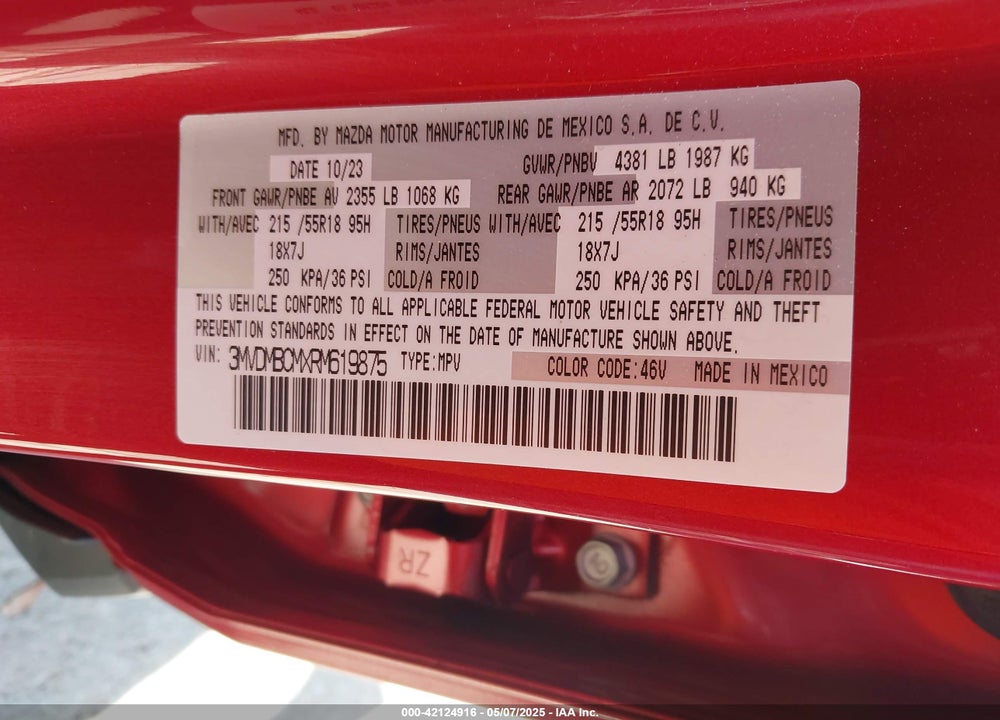 2024 MAZDA CX-30 VIN: 3MVDMBCMXRM619875