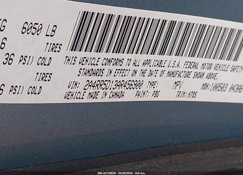 2010 CHRYSLER TOWN & COUNTRY TOURING VIN: 2A4RR5D13AR456900