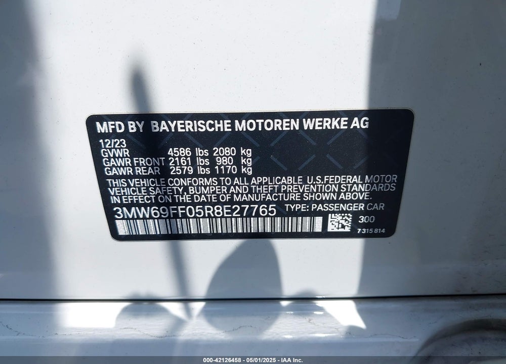 2024 BMW 3 SERIES 330I VIN: 3MW69FF05R8E27765