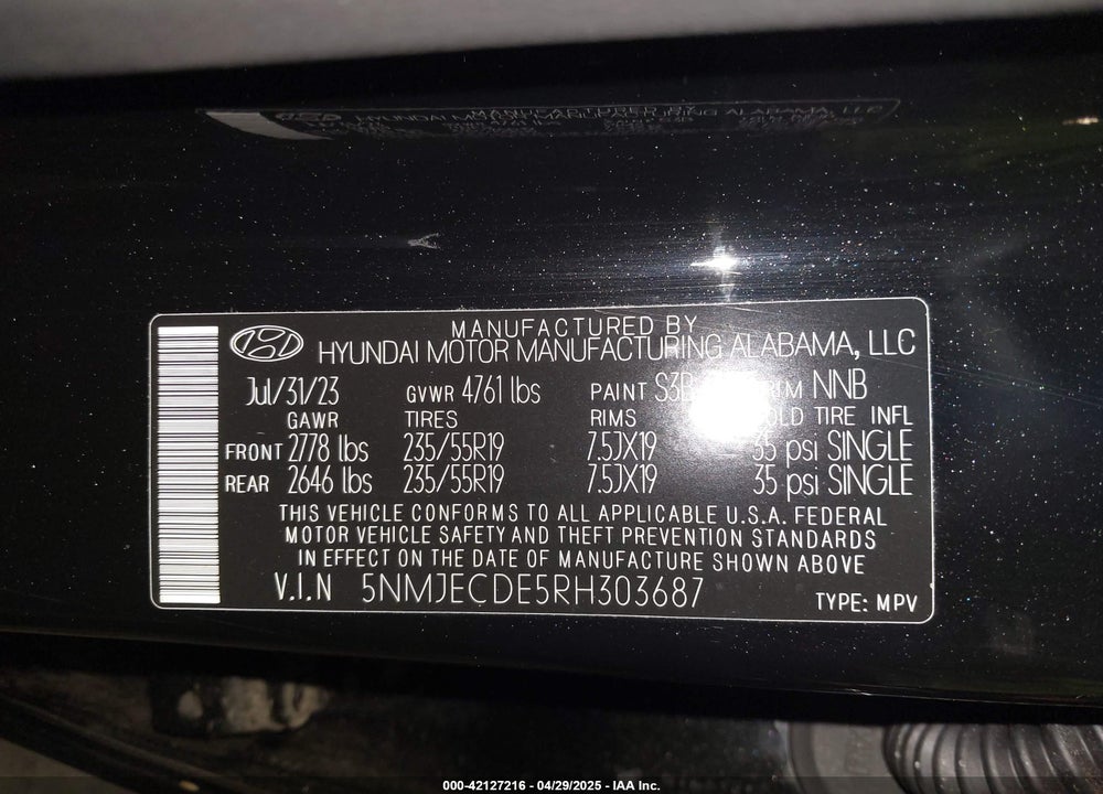 2024 HYUNDAI TUCSON VIN: 5NMJECDE5RH303687