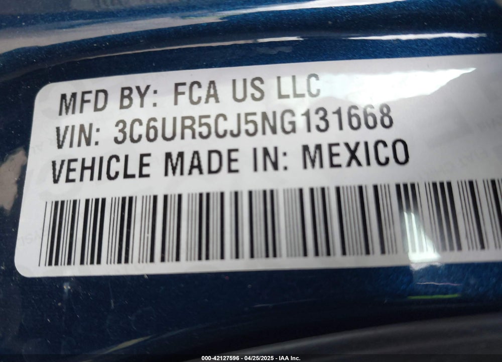 2022 RAM 2500 VIN: 3C6UR5CJ5NG131668