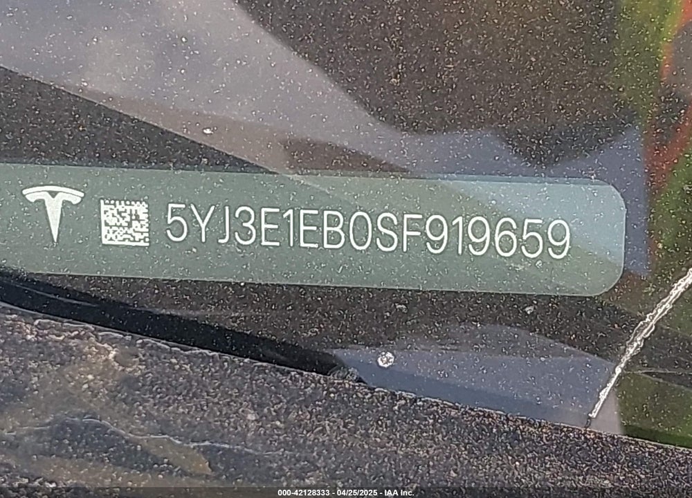 2025 TESLA MODEL 3 LONG RANGE ALL-WHEEL DRIVE VIN: 5YJ3E1EB0SF919659