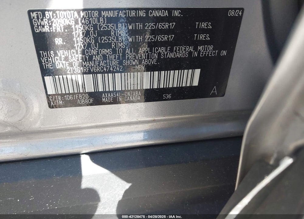 2024 TOYOTA RAV4 LE VIN: 2T3G1RFV6RC474242