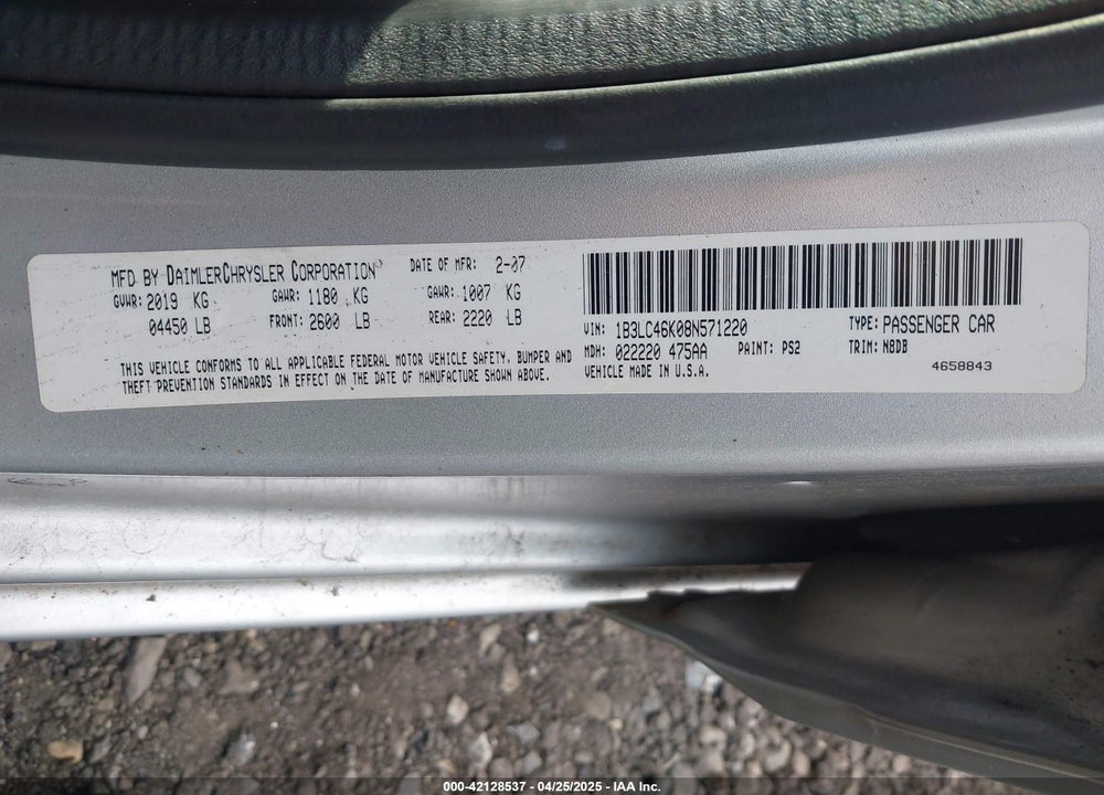 2008 DODGE AVENGER SE VIN: 1B3LC46K08N571220