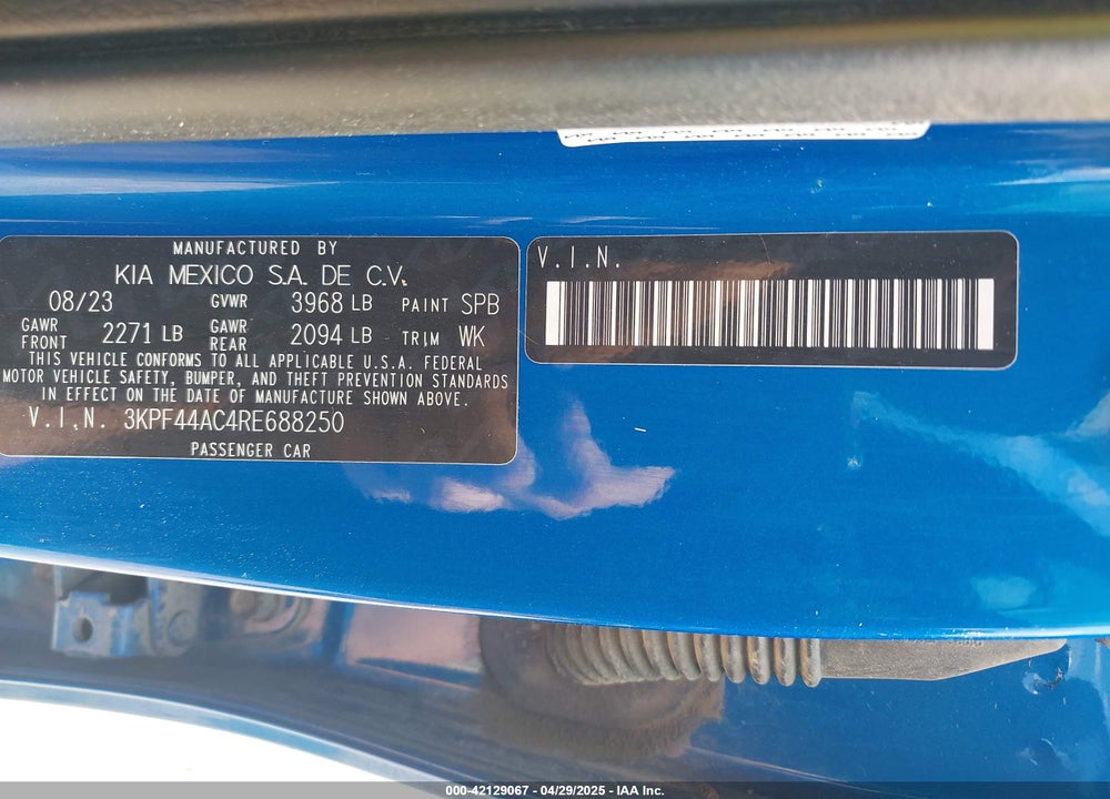 2024 KIA FORTE VIN: 3KPF44AC4RE688250