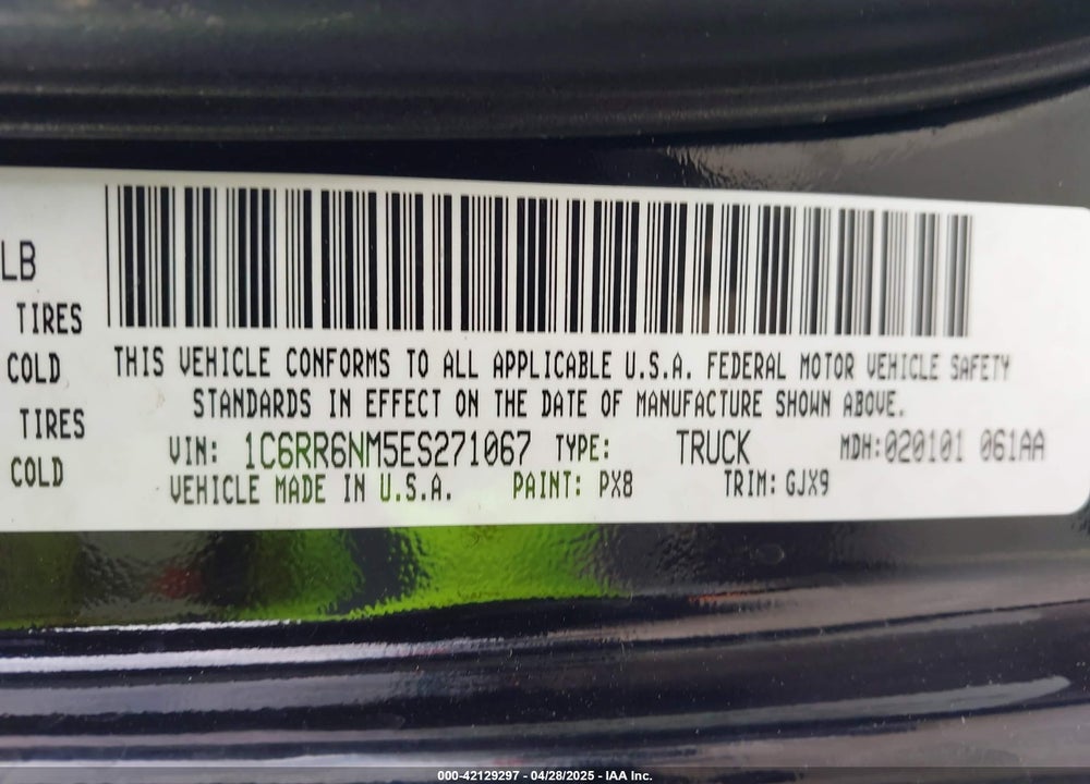 2014 RAM 1500 VIN: 1C6RR6NM5ES271067