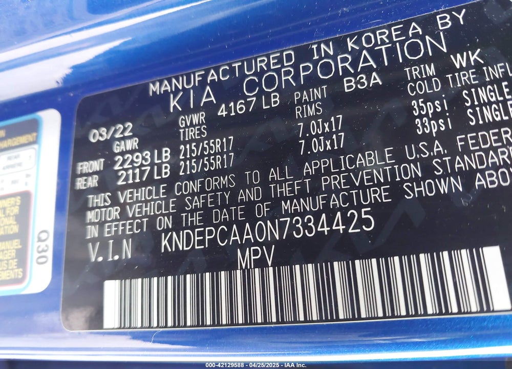 2022 KIA SELTOS LX VIN: KNDEPCAA0N7334425