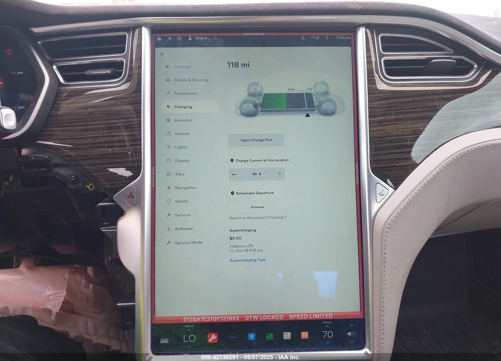 2016 TESLA MODEL S 60D/70D/75D/85D/90D VIN: 5YJSA1E21GF121962