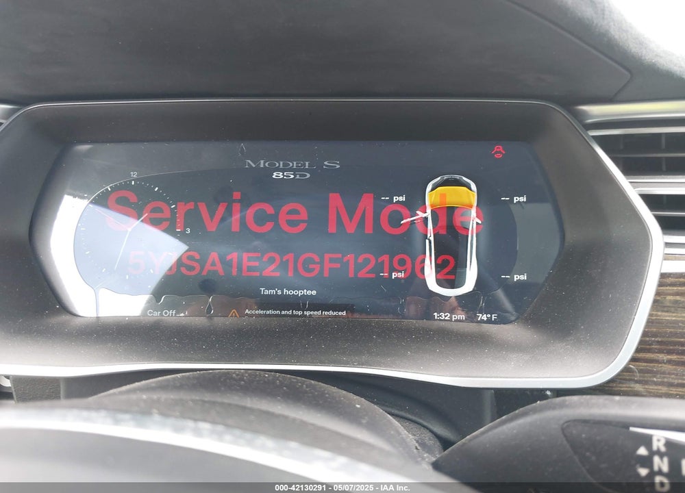 2016 TESLA MODEL S 60D/70D/75D/85D/90D VIN: 5YJSA1E21GF121962
