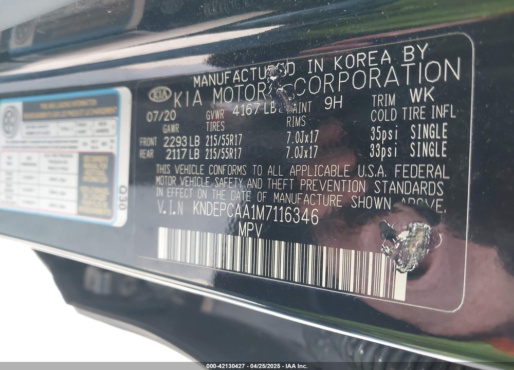 2021 KIA SELTOS VIN: KNDEPCAA1M7116346
