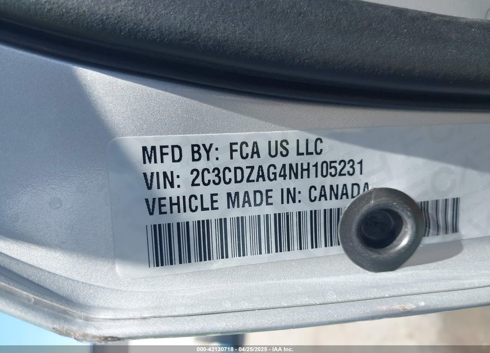 2022 DODGE CHALLENGER VIN: 2C3CDZAG4NH105231