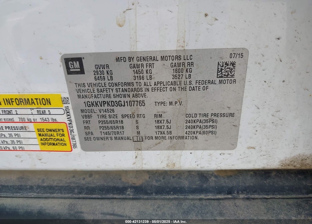 2016 GMC ACADIA VIN: 1GKKVPKD3GJ107765