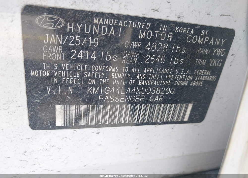 2019 GENESIS G70 VIN: KMTG44LA4KU038200
