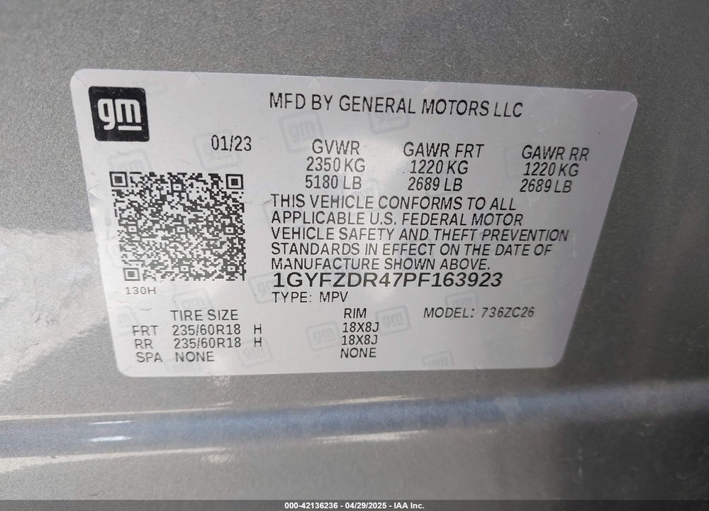2023 CADILLAC XT4 VIN: 1GYFZDR47PF163923