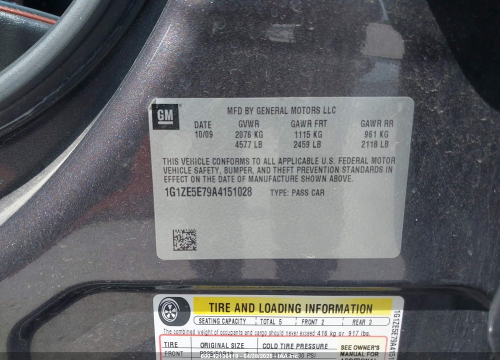 2010 CHEVROLET MALIBU VIN: 1G1ZE5E79A4151028