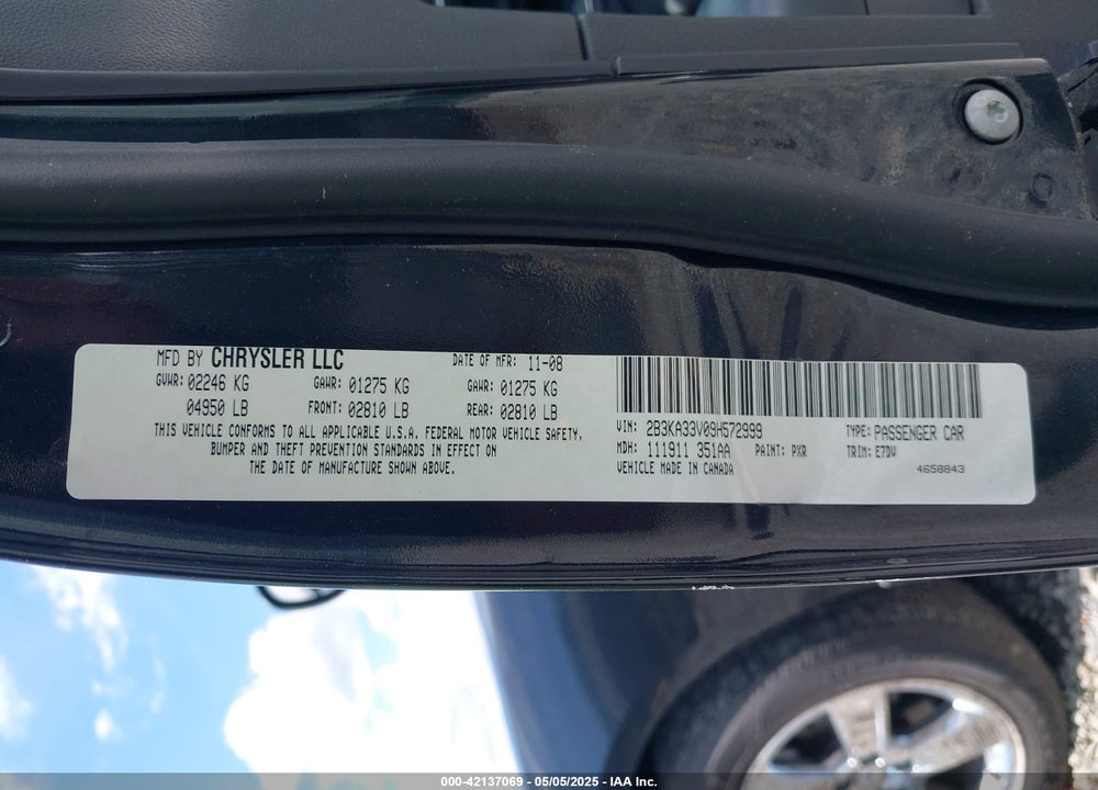 2009 DODGE CHARGER SXT VIN: 2B3KA33V09H572999