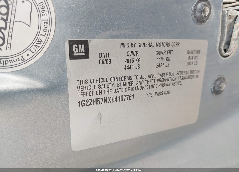 2009 PONTIAC G6 VIN: 1G2ZH57NX94107761